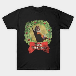 Black Christmas Wreath T-Shirt